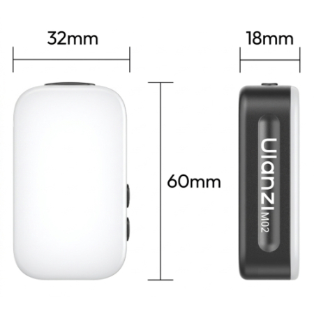 Ulanzi M02 - magnetyczna lampa błyskowa do smartfona z trybem światlła ciągłego - wymiary